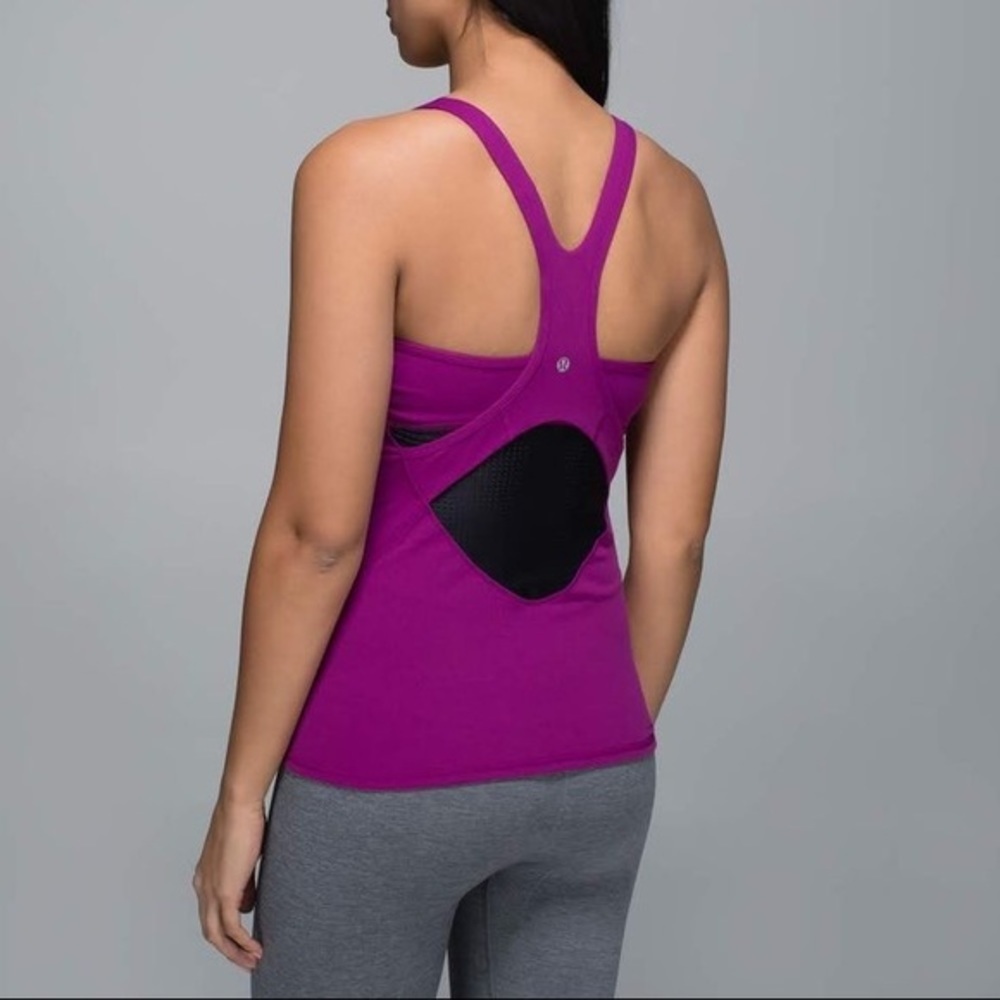 NWT Lululemon purple black crossback tank size 4